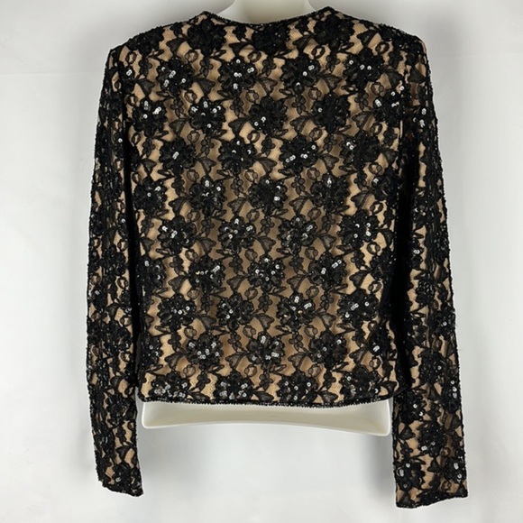Andretta Donatello Black Lace Sequin Jacket & Tank Top Formal Set 2 Pieces Sz S - Picture 7 of 16
